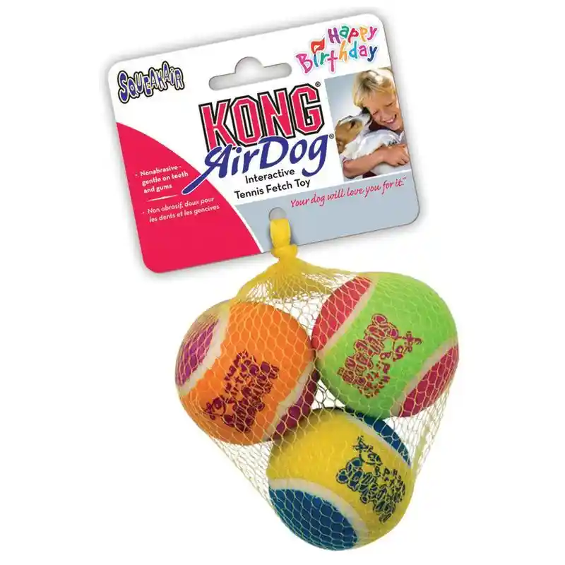 Kong Toy Tennis Ball Birthday Medium 3 Pieces