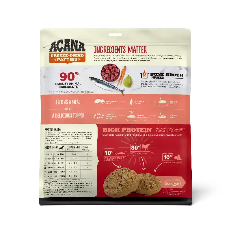 Acana Ranch-raised Beef Recipe Patties Grain-free Freeze-dried Dog Food & Topper 14-oz