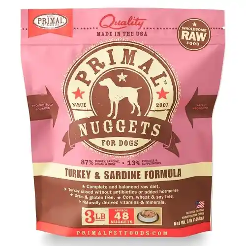Raw Frozen Canine Turkey & Sardine Formula Nuggets Dog Food 3-lb