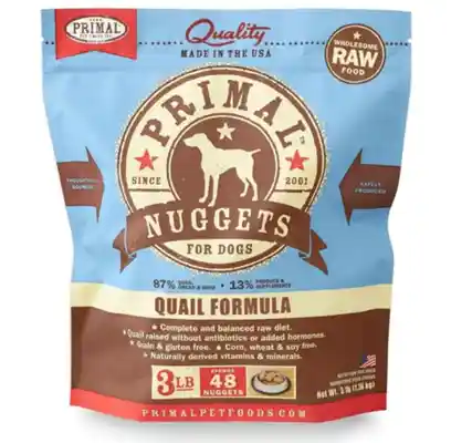 Prml Frz Raw Quail Nugg 3# Dog