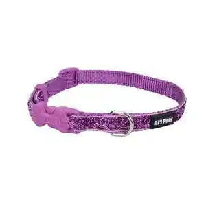 Adjustable Dog Collar With Glitter Overlay, Orchid Sparkles, 3/8" X 08"-12"