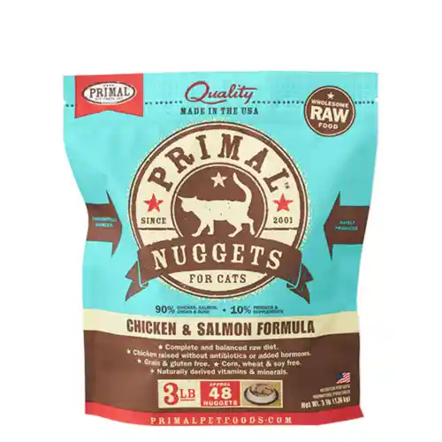 Raw Frozen Feline Chicken & Salmon Formula Nuggets Cat Food 3-lb