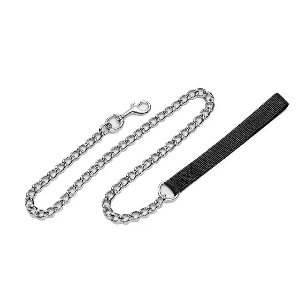 Chain Dog Leash With Nylon Handle, Black, 2.0 Mm X 04'