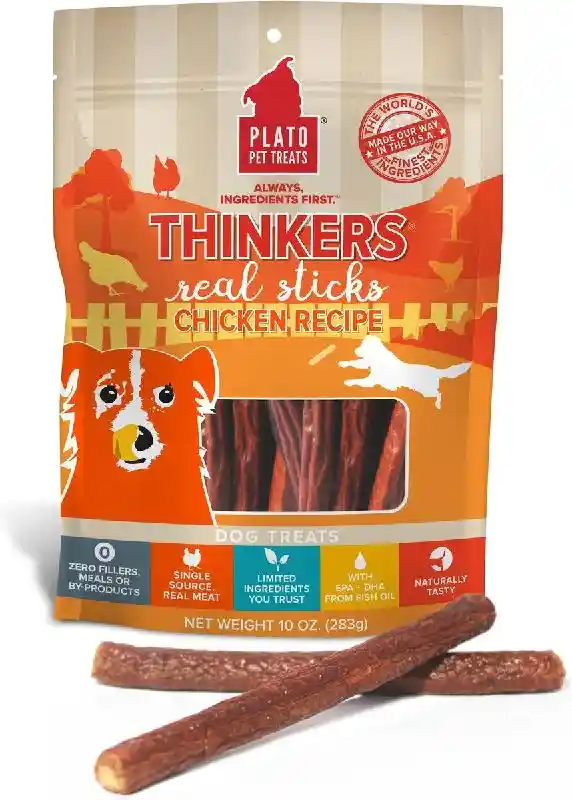 Plato Dog Thinkers Chicken Sticks Treat 10 Oz