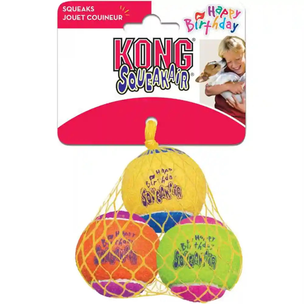 Kong Toy Tennis Ball Birthday Medium 3 Pieces