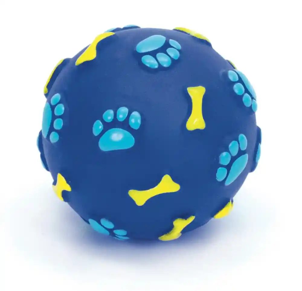 Vinyl Bone Print Ball Dog Toy, Blue, 2.5"