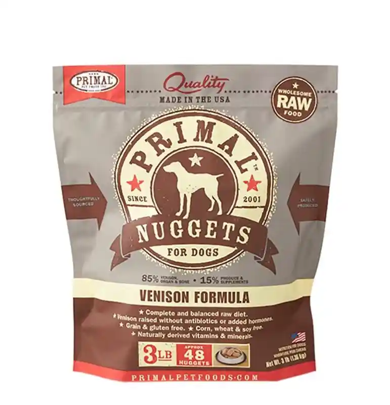Raw Frozen Canine Venison Formula Nuggets Dog Food 6-lb