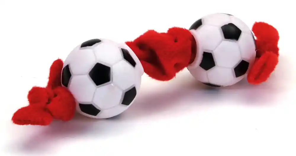 Plush And Vinyl Dog Toy, Soccerball Tug, 8"