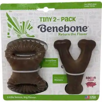 Benebone Tiny Bacon Flavor Dog Chew Toy, 2-ct