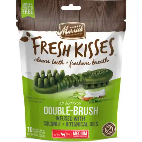 Fresh Kisses Double-brush Coconut Oil & Botanicals Small Grain-free Dental Dog Treats M Dog - 10 Cou