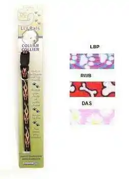 Adjustable Patterned Dog Collar, Red And White Bones, 3/8" X 08"-12"