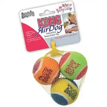 Kong Toy Tennis Ball Birthday Medium 3 Pieces