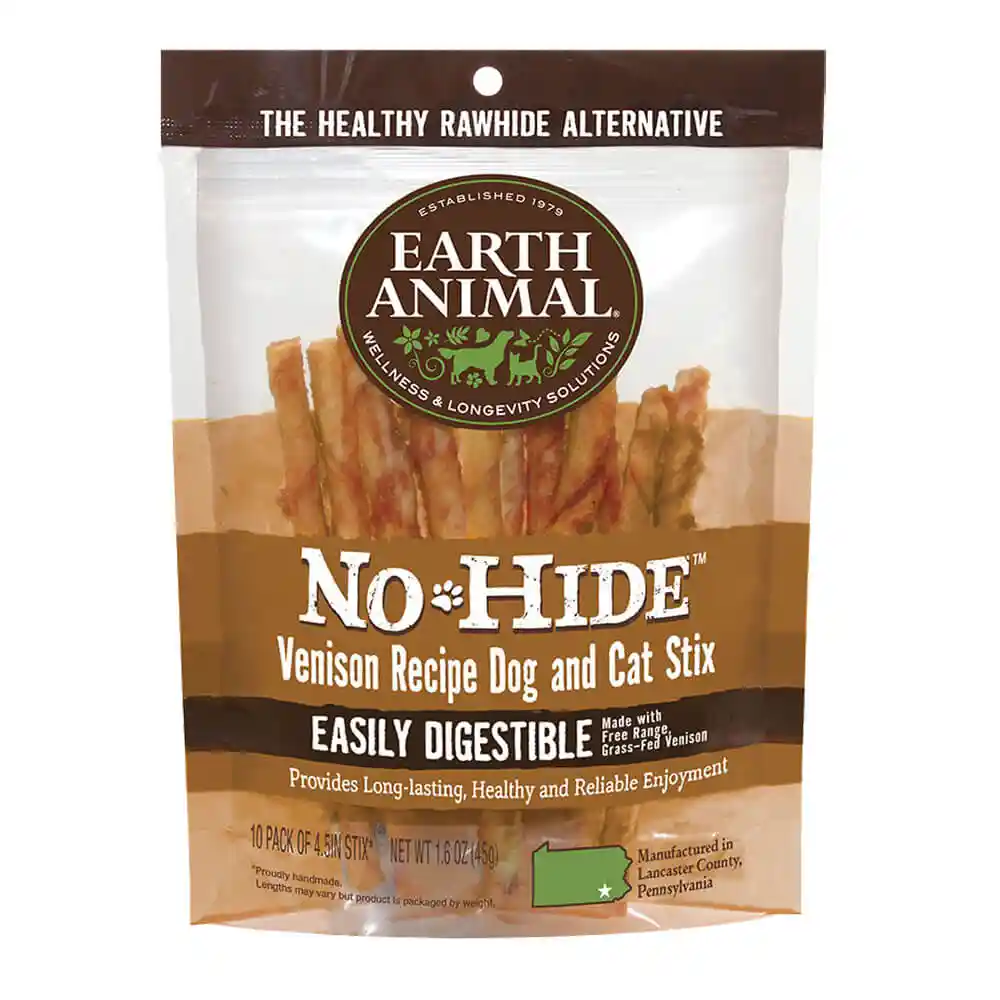 No-hide Easily Digestible Rawhide Alternative Venison Flavor Dog Chews Small - 10-pack