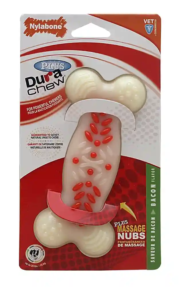 Durachew Action Ridges Bacon Flavor Bone Dog Toy Wolf
