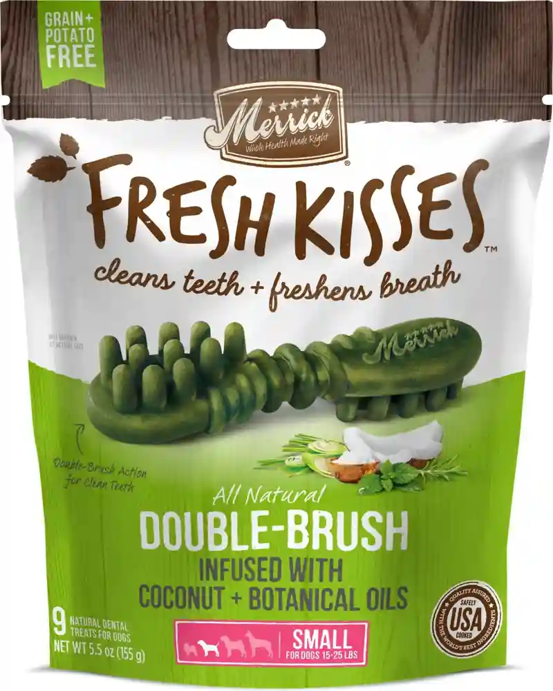 Fresh Kisses Double-brush Coconut Oil & Botanicals Small Grain-free Dental Dog Treats M Dog - 10 Cou