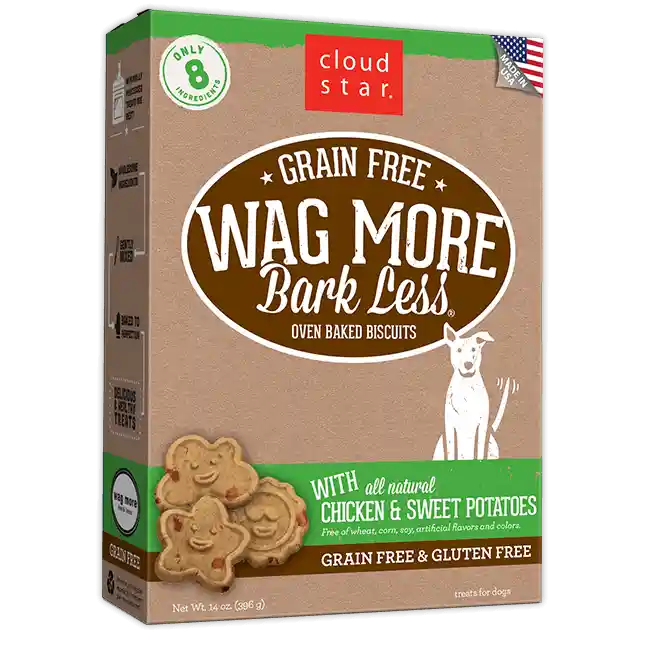 Wag More Bark Less Oven Baked Grain Free Chicken & Sweet Potatoes Dog Treats 14-oz