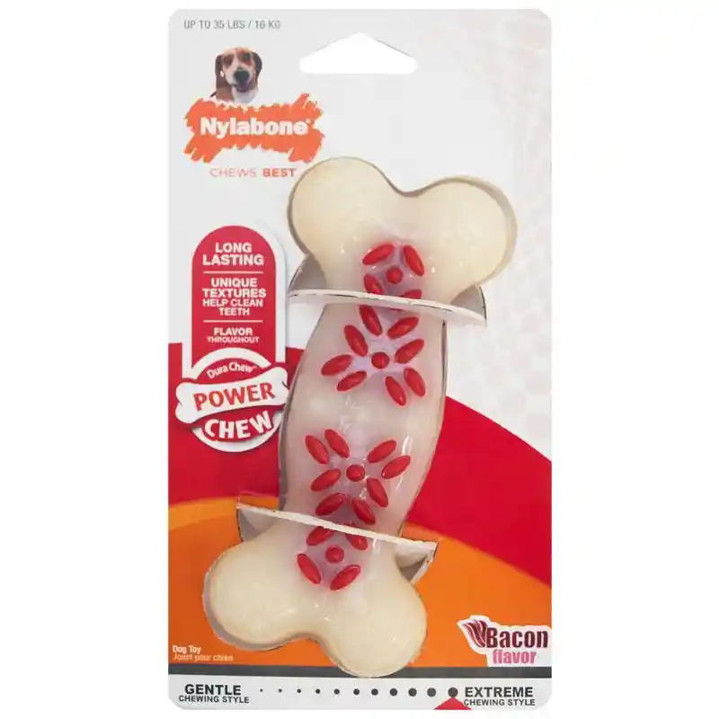 Durachew Action Ridges Bacon Flavor Bone Dog Toy Wolf