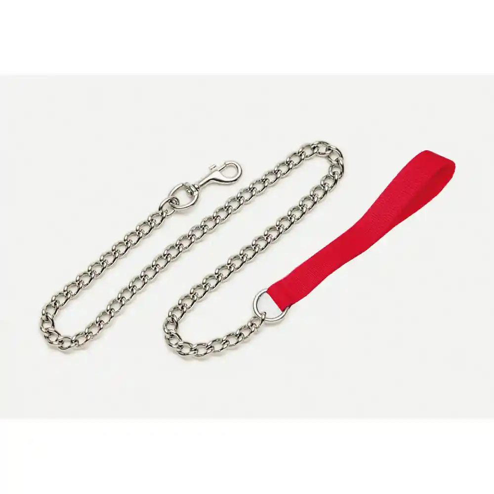 Chain Dog Leash With Nylon Handle, Red, 4.0 Mm X 04'