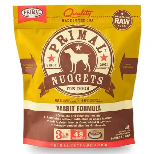Raw Frozen Canine Rabbit Formula Nuggets Dog Food 3-lb