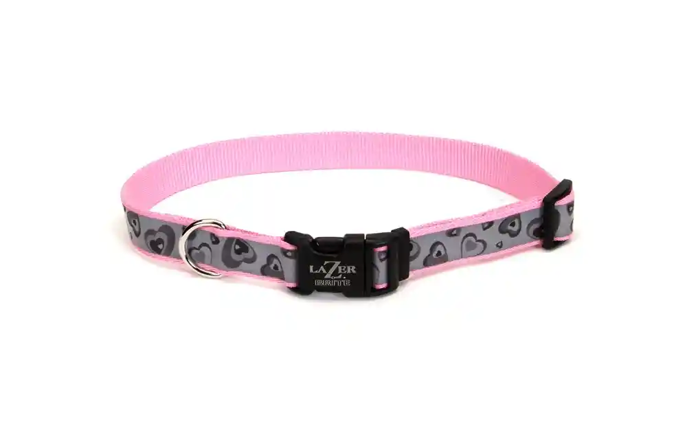 Brite Reflective Collar 5/8"x18"-pink New Hearts