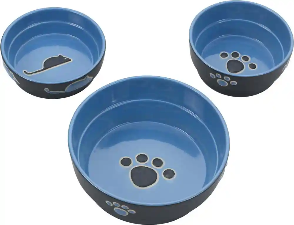 Fresco Cat Dish Blue 5"
