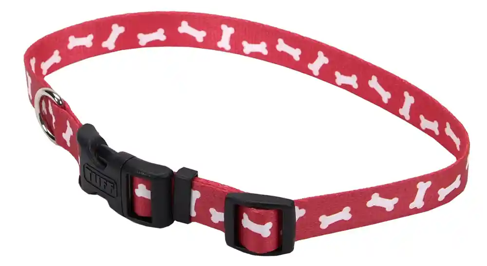 Adjustable Dog Collar, Red Bones, 3/4" X 14-20"