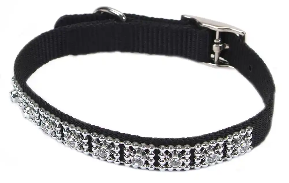 Jeweled Dog Collar, Black, 3/8" X 12"