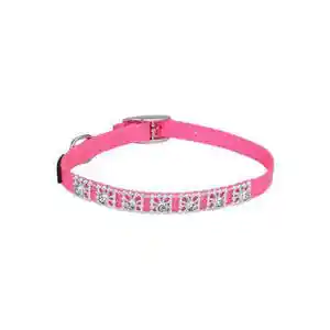 Jeweled Nylon Dog Collar - Neon Pink 3/8" X 08"