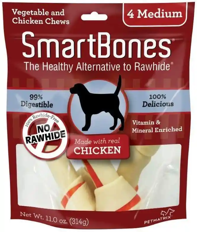 Chicken Medium Chew Bones Dog Treats 4-pack