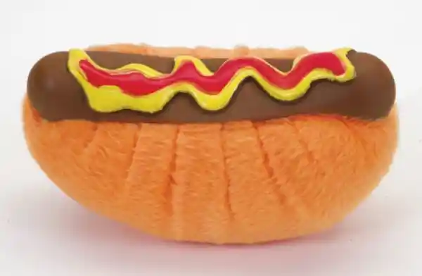 Plush And Vinyl Dog Toy, Hot Dog, 4.5"
