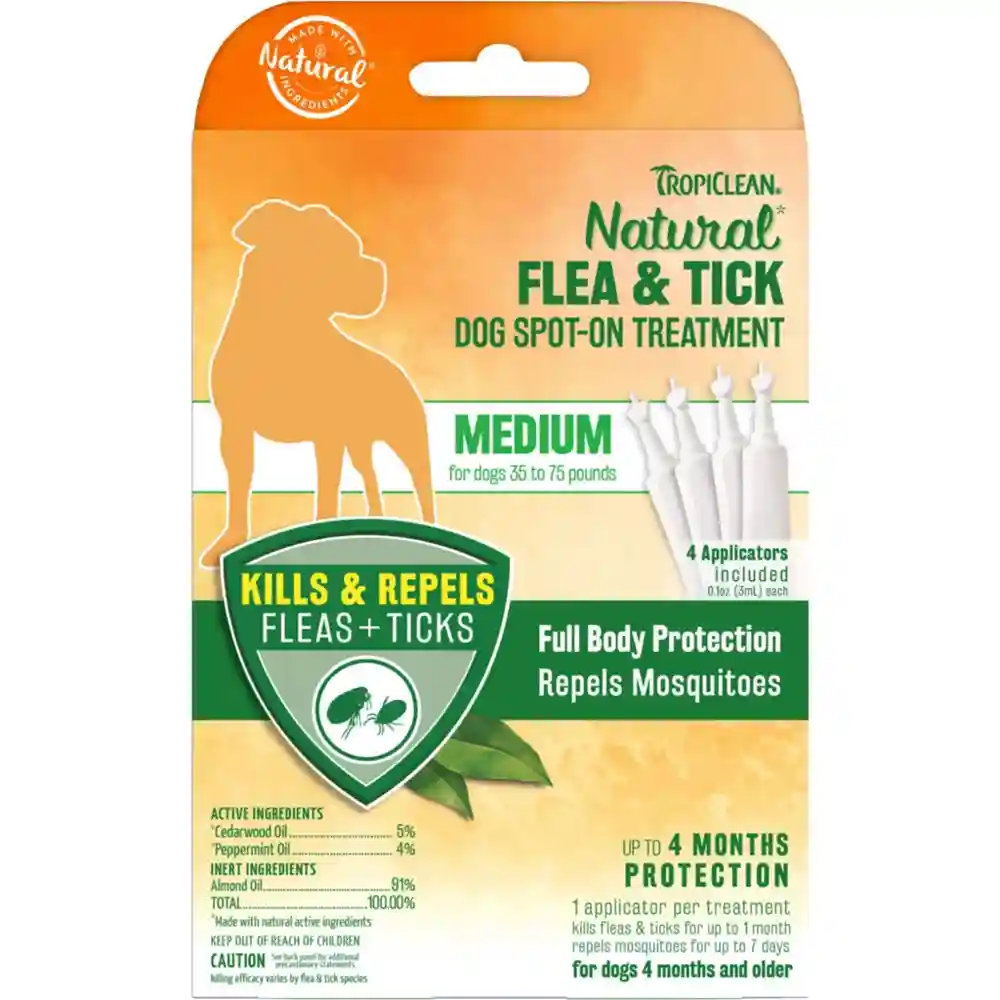 Tropiclean Spot On Treatment Medium Dog 4ct