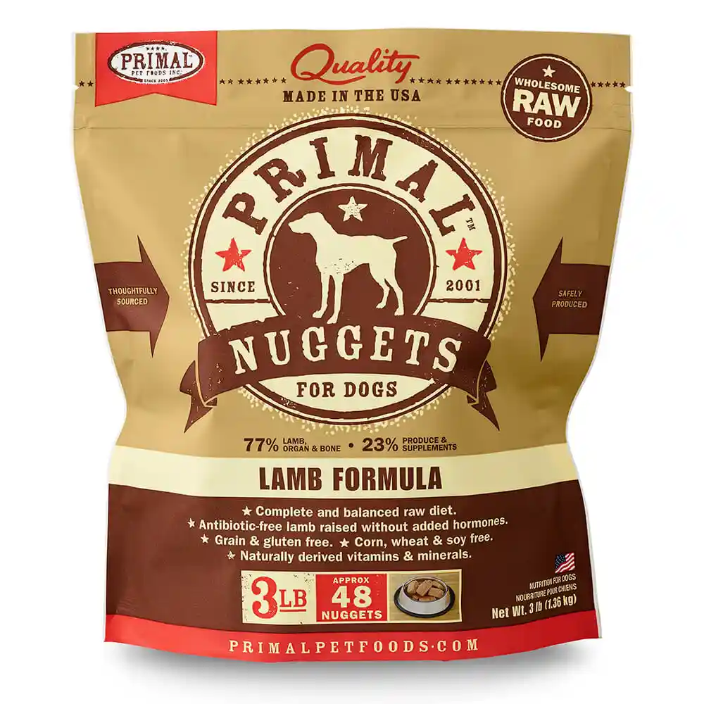 Raw Frozen Canine Lamb Formula Nuggets Dog Food 3-lb