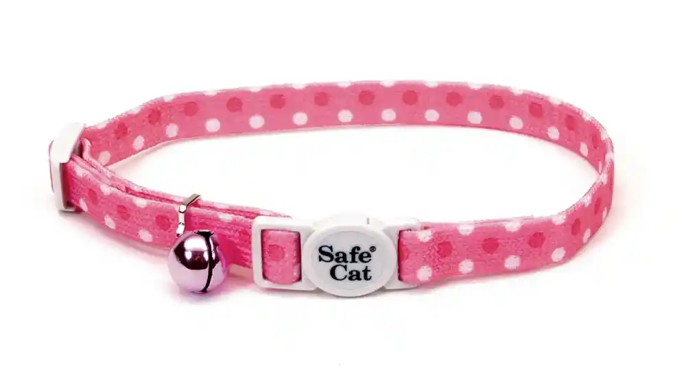 Fashion Adjustable Breakaway Cat Collar, Pink Dots, 3/8" X 08"-12"