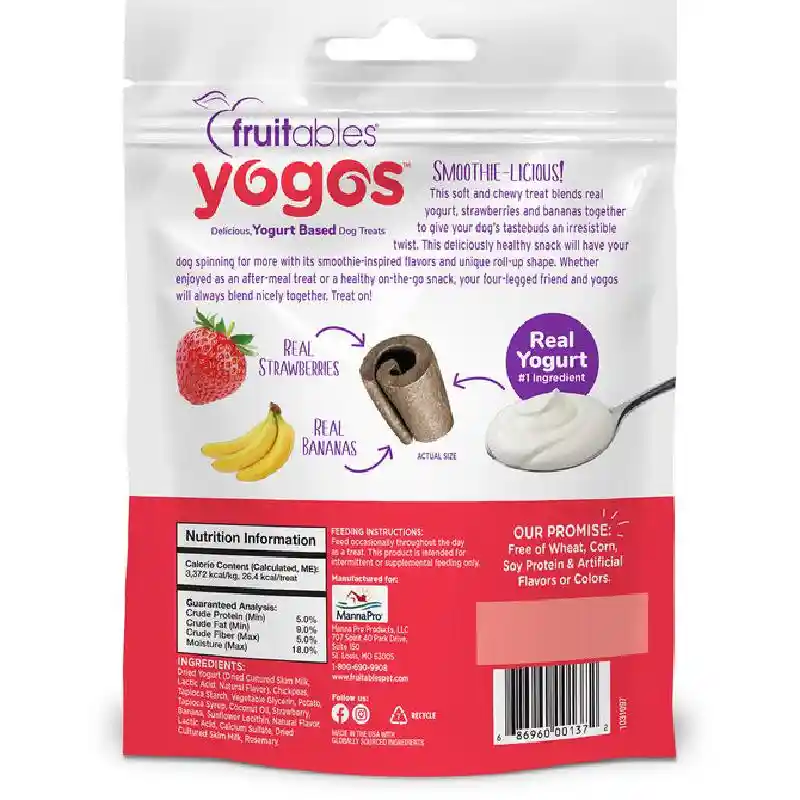 Fruitables Yogos Dog Treat Strawberry Banana