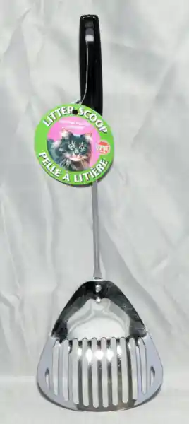 Chrome Litter Scoop W Plastic Handle