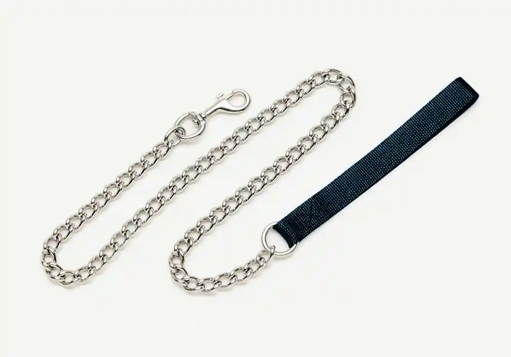 Chain Dog Leash With Nylon Handle, Black, 2.0 Mm X 04'