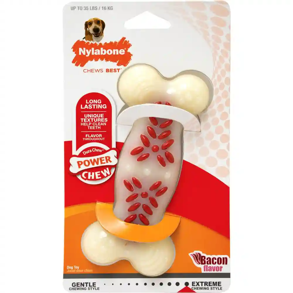 Durachew Action Ridges Bacon Flavor Bone Dog Toy Wolf