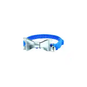 Kitten Embellishment Collar - Blue Bow 5/16" X Up to 8"