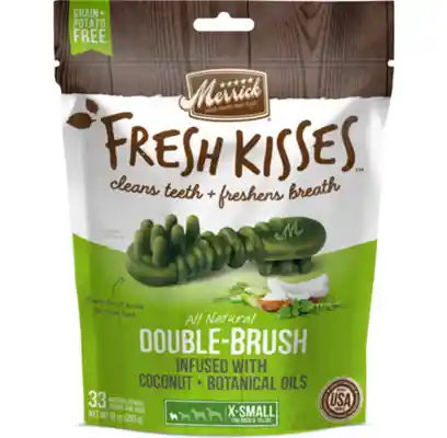 Fresh Kisses Double-brush Coconut Oil & Botanicals Small Grain-free Dental Dog Treats Xs Dog - 33 Co