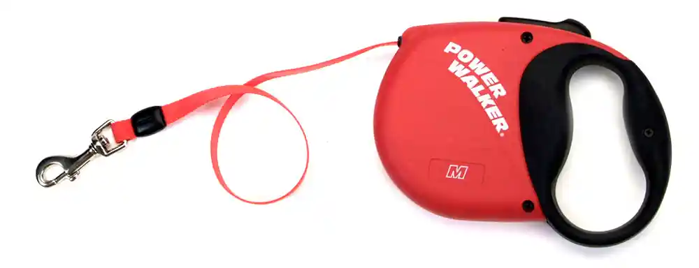 Power Walker Dog Retractable Leash - Red Up To 64lbs Med