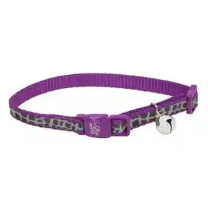 Reflective Adjustable Breakaway Cat Collar - Purple Animal Print 3/8"x08"12"