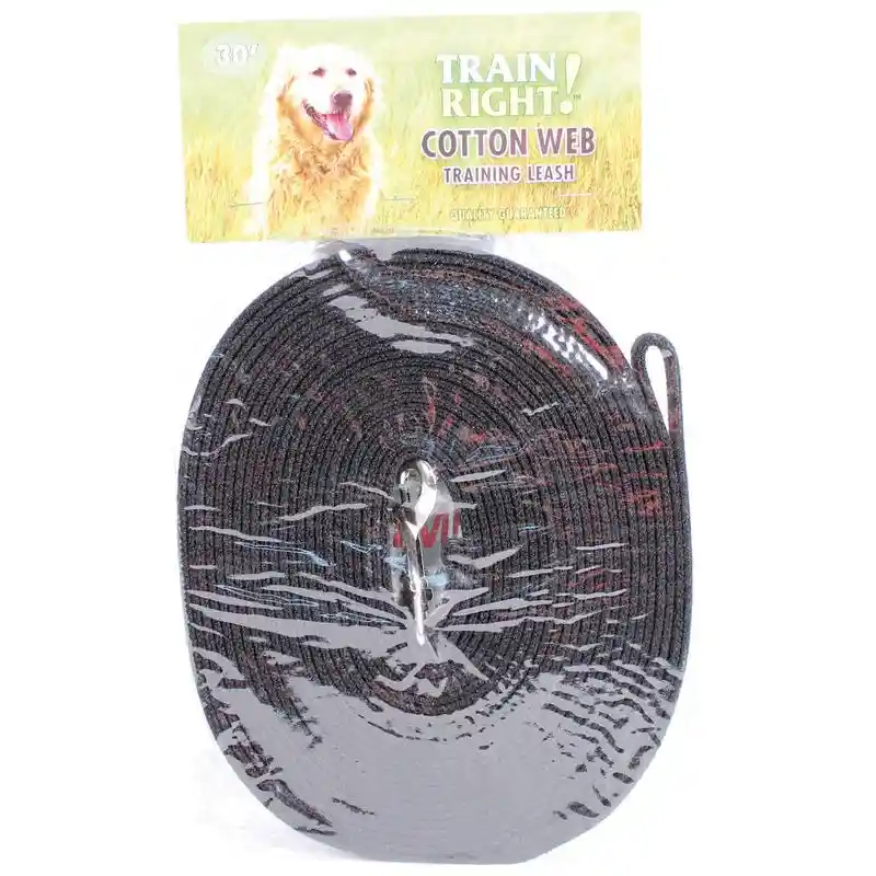Cotton Web Dog Training Leash, Black, 5/8" X 30'