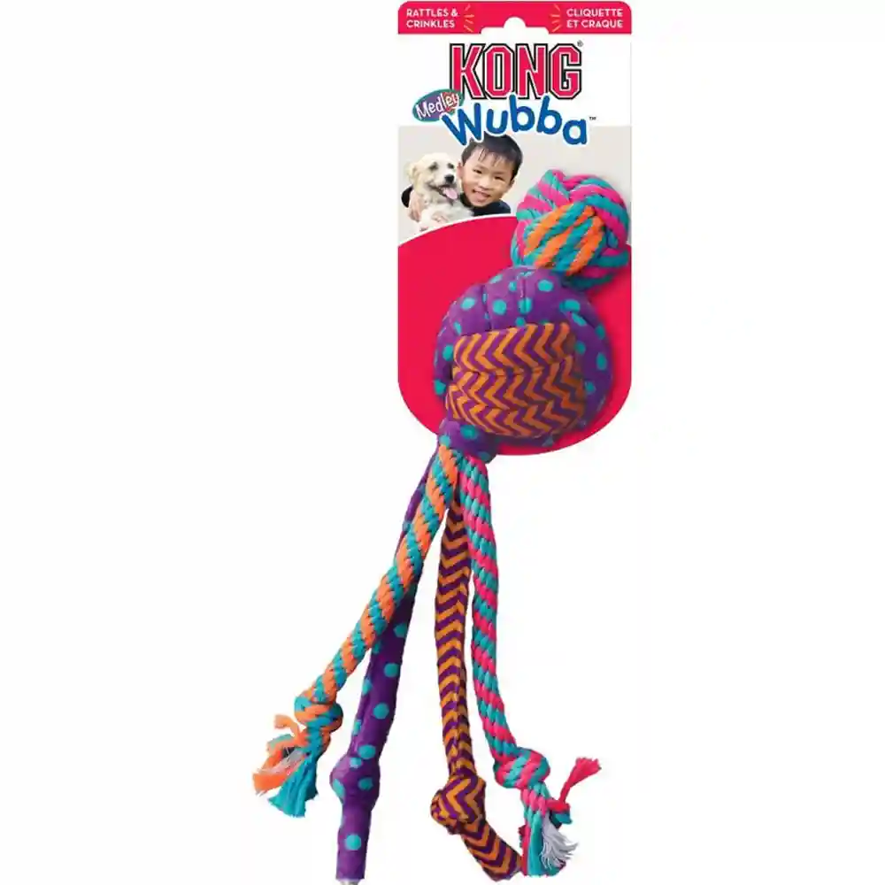 Kong Wubba Mdly Dog Toy Asst Sm