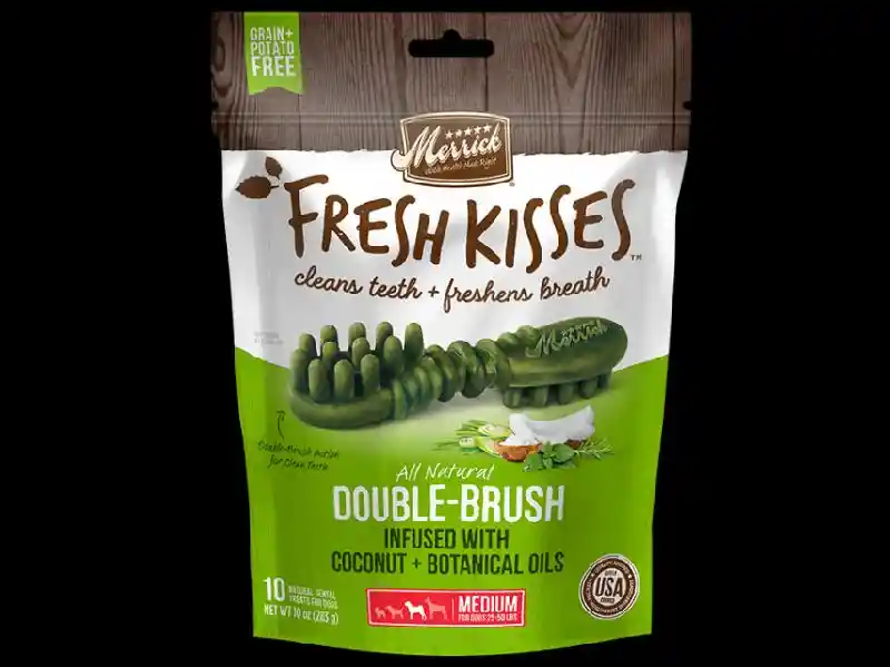 Fresh Kisses Double-brush Coconut Oil & Botanicals Small Grain-free Dental Dog Treats M Dog - 10 Cou