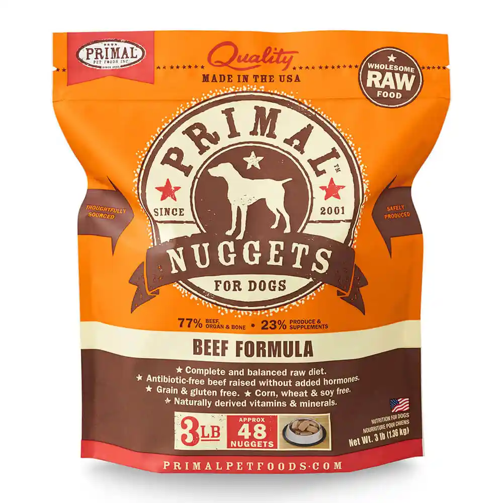 Raw Frozen Canine Beef Formula Nuggets Dog Food 3-lb