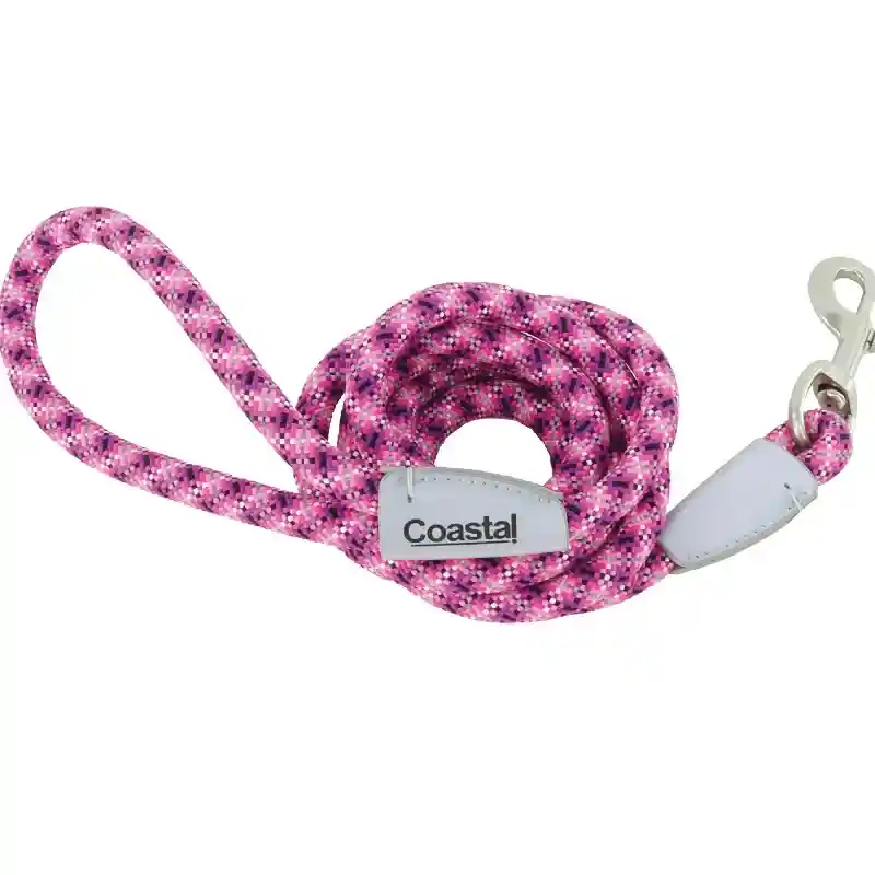 Pro Active Woven Reflective Rope Leash Pixel Pink