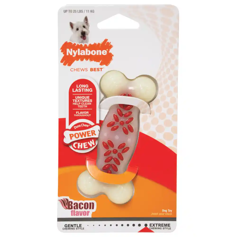 Durachew Action Ridges Bacon Flavor Bone Dog Toy Wolf