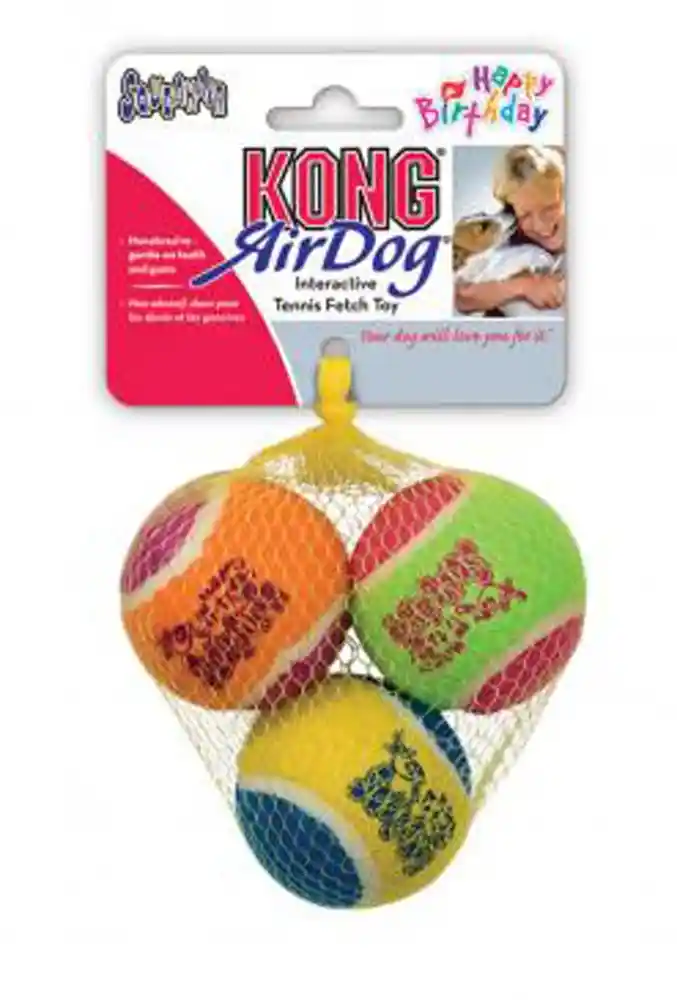 Kong Toy Tennis Ball Birthday Medium 3 Pieces