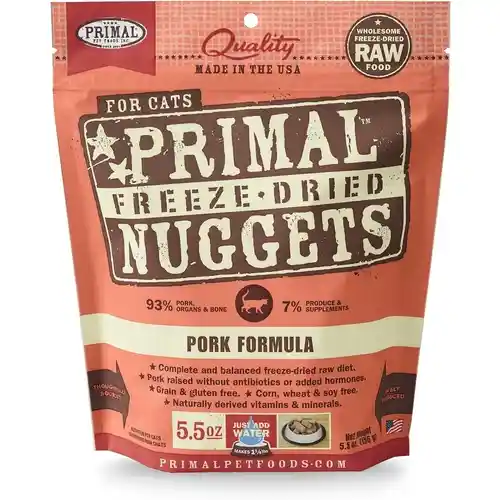 Freeze-dried Nuggets Grain Free Pork Formula Complete Diet Cat Food 5.5-oz