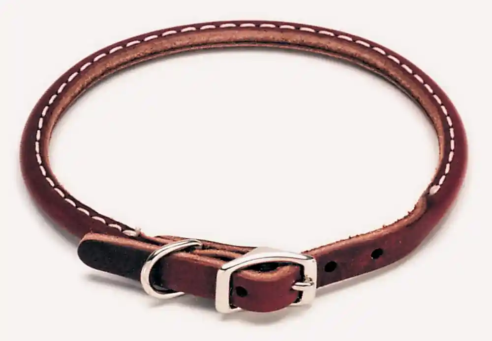 Latigo Leather Round Dog Collar, Latigo, 3/8" X 10"
